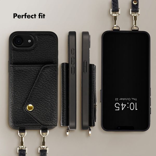 Selencia Sera Phone Case with Cord and Envelope Card Holder Apple iPhone 17e / 16e - Black
