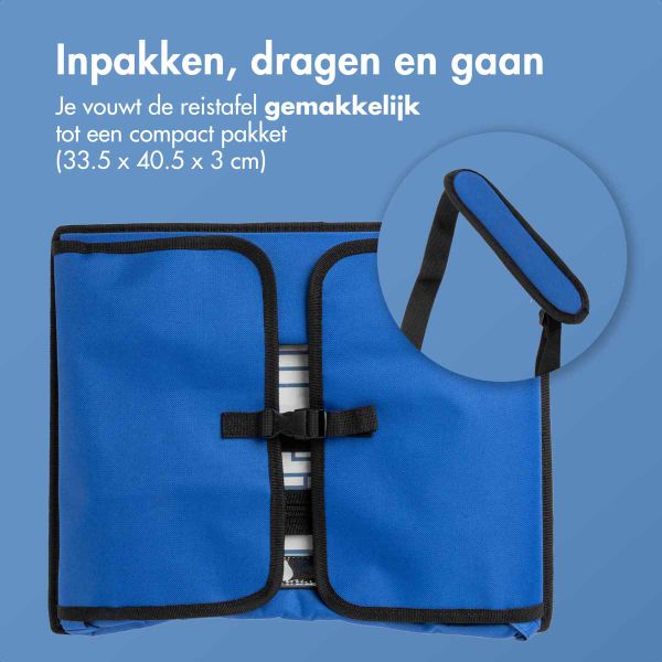 imoshion Reistafel - tablethouder auto - 7 opbergvakken - inclusief 2 kleurplaten - Blauw