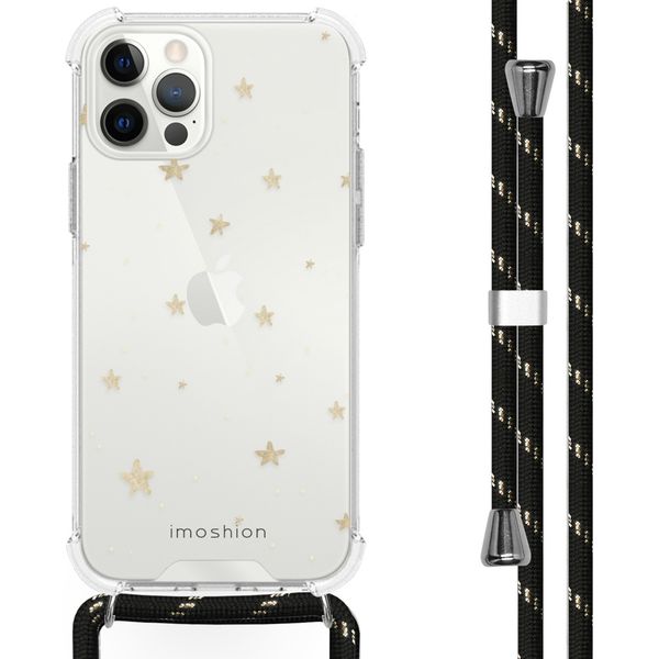 imoshion Design hoesje met koord iPhone 12 (Pro) - Sterren - Goud