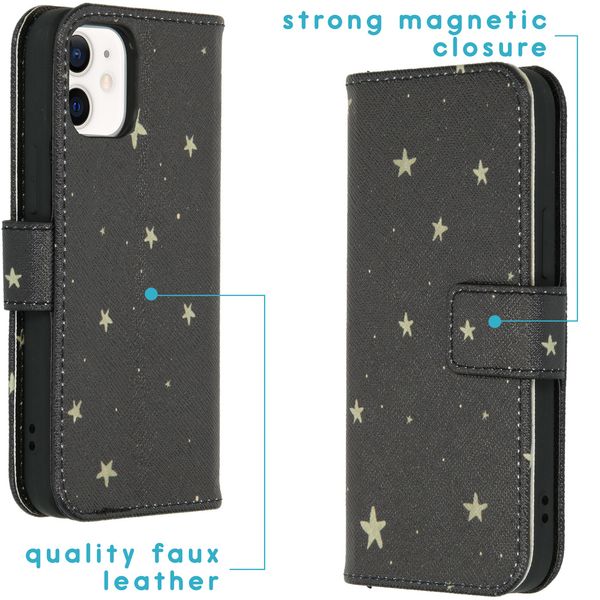 imoshion Design Softcase Bookcase Apple iPhone 12 Mini - Stars Gold