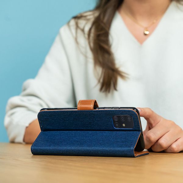 imoshion Luxe Canvas Bookcase Samsung Galaxy A72 - Donkerblauw