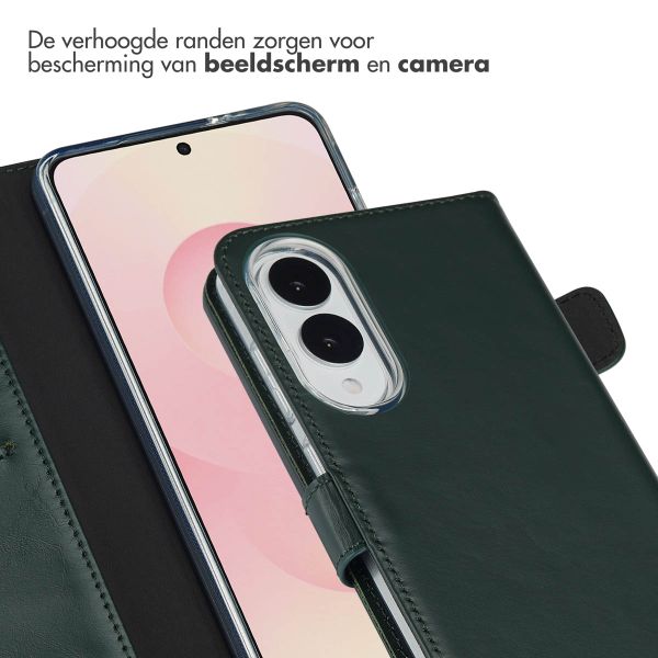Selencia Echt Leren Bookcase Samsung Galaxy S25 Edge - Groen