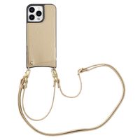 Selencia Nova Phone Case with Cord and Card Holder Apple iPhone 15 Pro Max - Beige