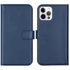 Selencia Echt Leren Bookcase iPhone 12 (Pro) - Blauw