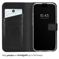 Selencia Echt Lederen Bookcase iPhone 16 - Zwart