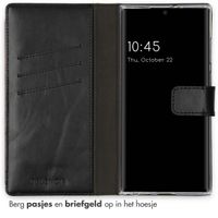 Selencia Echt Leren Bookcase Samsung Galaxy S22 Ultra - Zwart