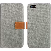 imoshion Luxe Canvas Bookcase Apple iPhone SE / 5 / 5s - Grijs