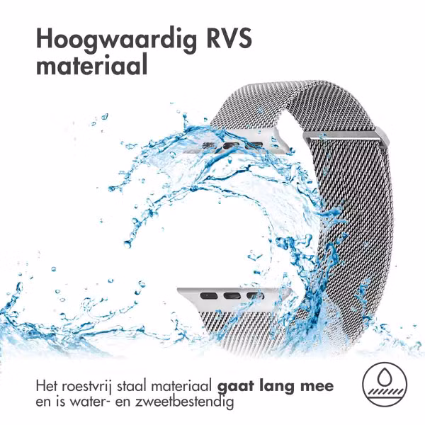 imoshion Milanees magnetisch bandje Apple Watch Series 1 - 9 / SE (38/40/41 mm) | Series 10 / 11 (42 mm) - Maat M - Zilver