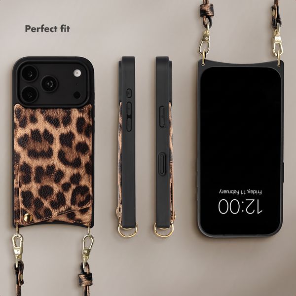 Selencia Nova Phone Case with Cord and Card Holder Apple iPhone 18 Pro Max / 17 Pro Max - Leopard