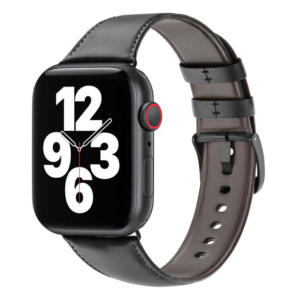 WiWu Vintage "Crazy Horse" lederen band Apple Watch Series 1 t/m 10 / SE / Ultra (2) (44/45/46/49 mm) - Zwart