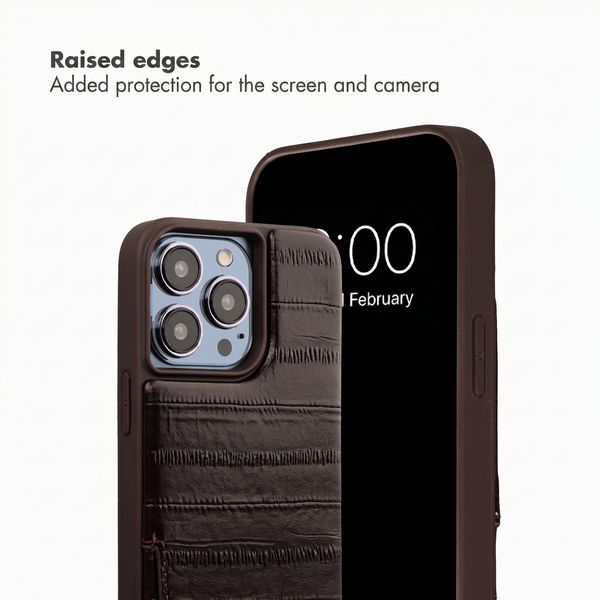 Selencia Nova Real Leather Back Cover with Card Holder Apple iPhone 13 Pro - Dark Chocolate