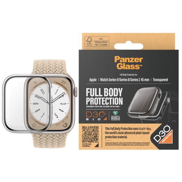 PanzerGlass Full Body Protection D3O® Bio Case Apple Watch Series 7 / 8 / 9 (45 mm) - Transparant