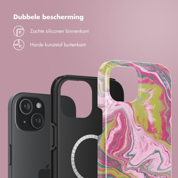 Selencia Vivid Tough Backcover met MagSafe iPhone 15 - Marble Pink