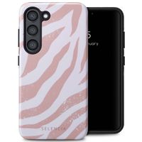 Selencia Vivid Tough Backcover Samsung Galaxy S23 - Colorful Zebra Old Pink