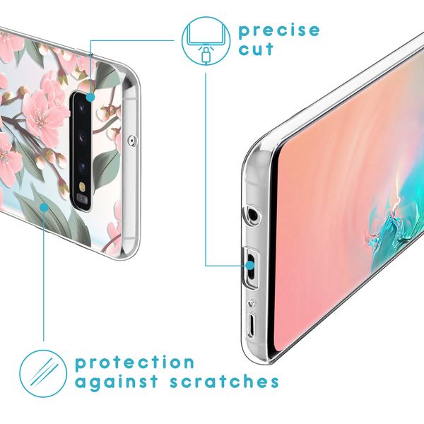 imoshion Design hoesje Samsung Galaxy S10 - Bloem - Roze / Groen