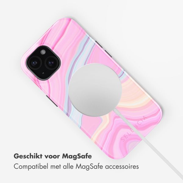 Selencia Vivid Backcover met MagSafe Apple iPhone 15 - Pastel Lipstick Marble