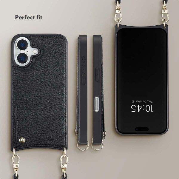 Selencia Nova Phone Case with Cord and Card Holder Apple iPhone 16 - Black