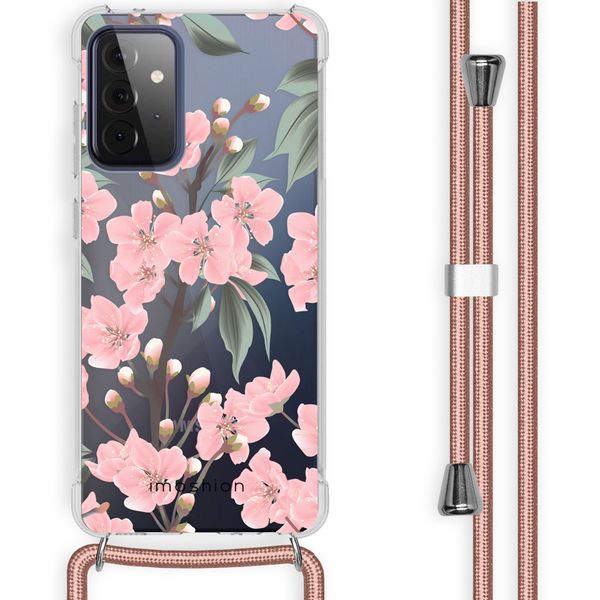 imoshion Design hoesje met koord voor Samsung Galaxy A72 - Bloem - Roze / Groen