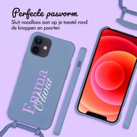 Gepersonaliseerd Color Backcover MagSafe met afneembaar koord en naam  iPhone 12 Pro - Ash Blue