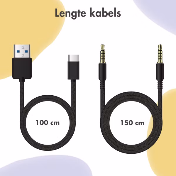 imoshion Draadloze Kinderkoptelefoon Dino LED Light - Decibelbegrenzer - Met AUX kabel - Lavender Lilac / Yellow