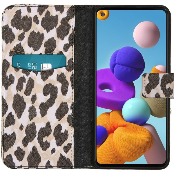 imoshion Design Softcase Bookcase Galaxy A21s - Golden Leopard