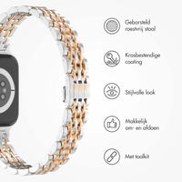 Selencia Slim Steel Jubilee Inspired schakelbandje Apple Watch Series 1 t/m 9 / SE (38/40/41 mm) | Series 10 / 11 (42 mm) - Zilver & Rosé Goud