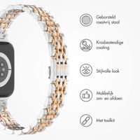 Selencia Slim Steel Jubilee Inspired schakelbandje Apple Watch Series 1 t/m 9 / SE (38/40/41 mm) | Series 10 (42 mm) - Zilver & Rosé Goud