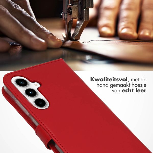 Selencia Echt Leren Bookcase Samsung Galaxy A35 - Rood