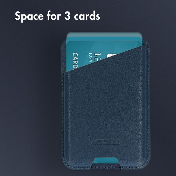 Accezz Leather Card Holder - Compatible with MagSafe and Qi2 - Nightfall Blue