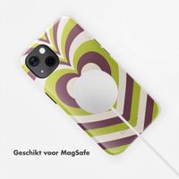 Selencia Vivid Backcover met MagSafe Apple iPhone 13 - Double Hearts Plum Fern