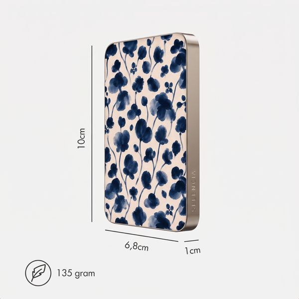 Selencia Vivid Powerbank 5.000 mAh - Draadloze Powerbank - MagSafe en Qi - Desert Gold / Midnight Blossom