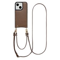 Selencia Nova Phone Case with Cord and Card Holder Apple iPhone 15 - Mocha Brown