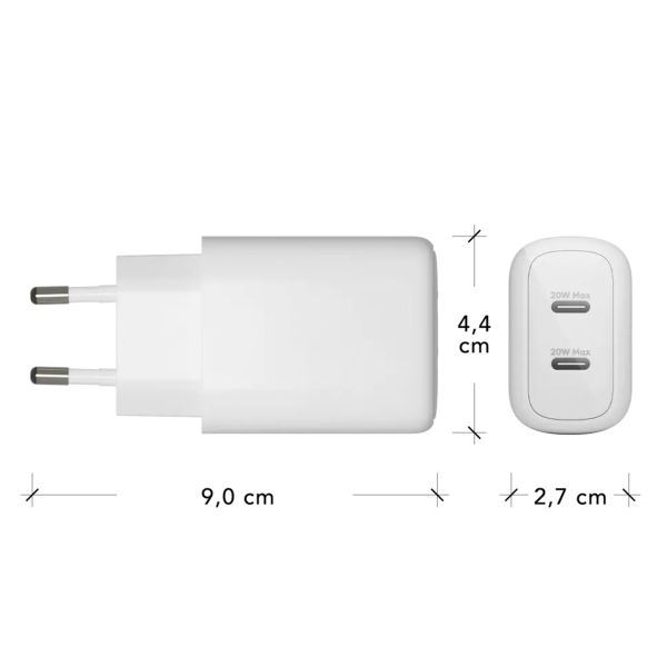 dbramante1928 Re-charge Wall Charger - 2x USB-C - 20W - Wit