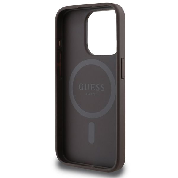 Guess 4G Metal Logo Backcover MagSafe Apple iPhone 15 Pro - Bruin