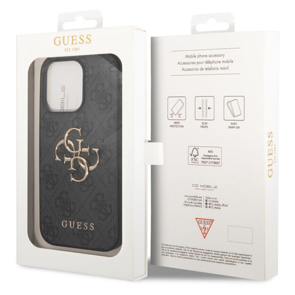 Guess 4G Metal Logo Backcover Apple iPhone 14 Pro - Grijs