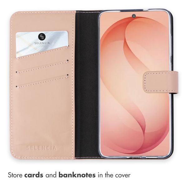 Selencia Genuine Leather Book Case Samsung Galaxy S26 Plus - Dusty Pink