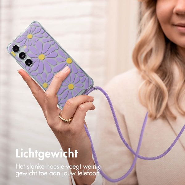 imoshion Design hoesje met koord Samsung Galaxy S24 - Tropical Violet Flowers Connect