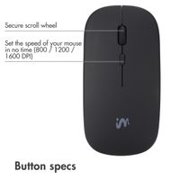 imoshion Wireless Mouse - Rechargeable Computer Mouse + 2.4G USB-A Adapter - Black