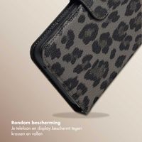 Selencia Sabi Bookcase met Panterprint Samsung Galaxy A35 - Midnight Black