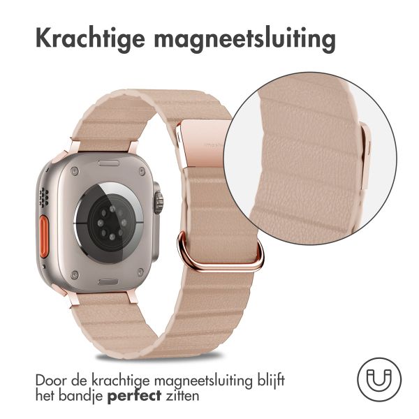 imoshion Magnetisch lederen bandje Apple Watch Series 1 - 11 / SE / Ultra (44/45/46/49 mm) - Beige