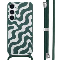 imoshion Siliconen design hoesje met koord Samsung Galaxy S25 Plus - Petrol Green Groovy
