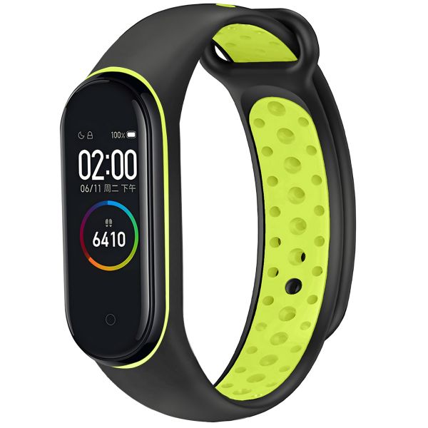 imoshion Siliconen sport bandje Xiaomi Mi Band 3 / 4 - Zwart / Lime