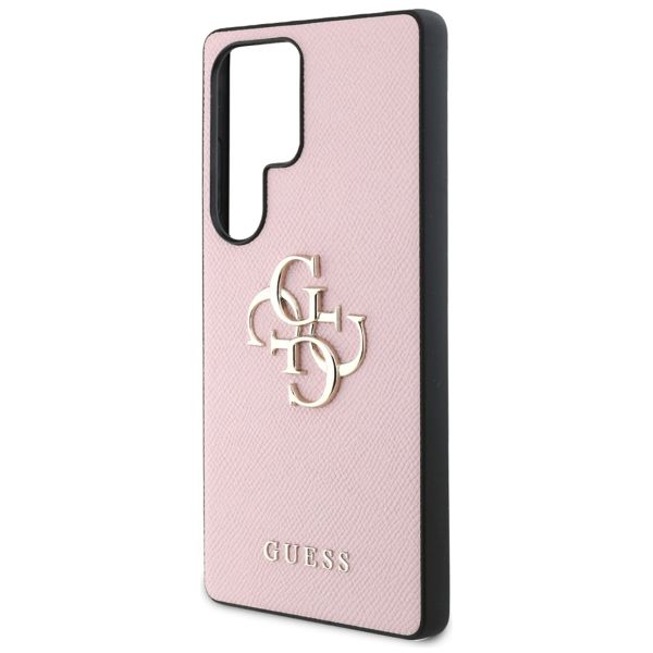 Guess 4G Metal Logo Saffiano Backcover Samsung Galaxy S25 Ultra - Roze