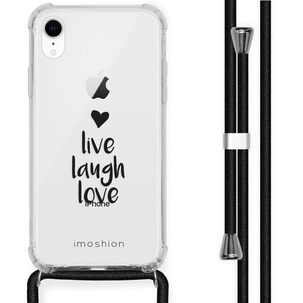 imoshion Design hoesje met koord iPhone Xr - Live Laugh Love - Zwart