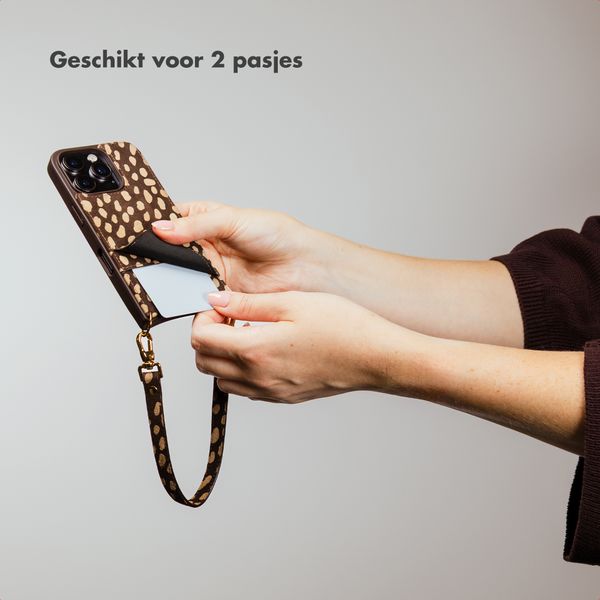 Selencia Nova Real Leather Backcover met Koord en Pashouder Samsung Galaxy S25 - Fawn Chic