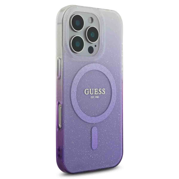 Guess MagSafe IML Glitter Gradient Case Apple iPhone 16 Pro - Purple