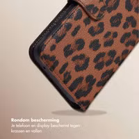 Selencia Sabi Bookcase met Panterprint Samsung Galaxy A55 - Mocha Brown