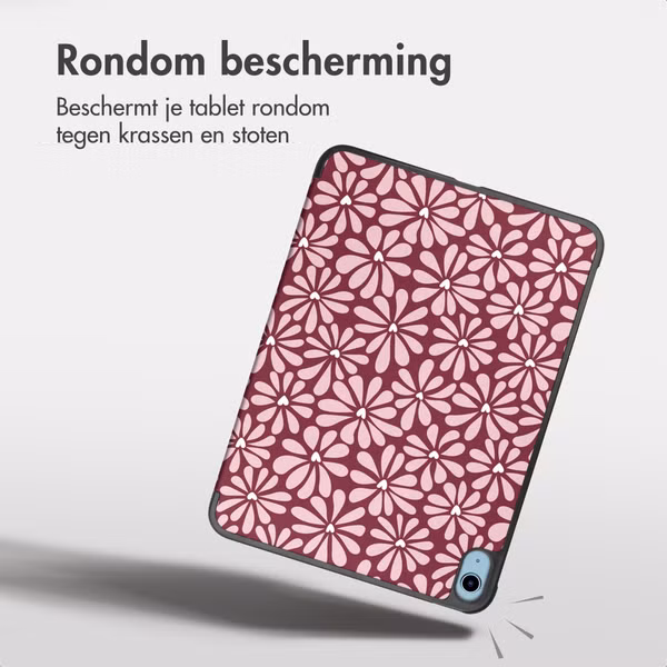 imoshion Design Trifold Bookcase Apple iPad 11 (2025) 11 inch A16 / iPad 10 (2022) 10.9 inch - Bloom Love Blush