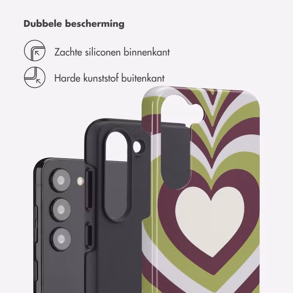 Selencia Vivid Tough Backcover Samsung Galaxy S23 - Double Hearts Plum Fern