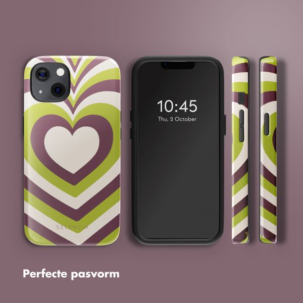 Selencia Vivid Tough Backcover met MagSafe iPhone 13 - Double Hearts Plum Fern